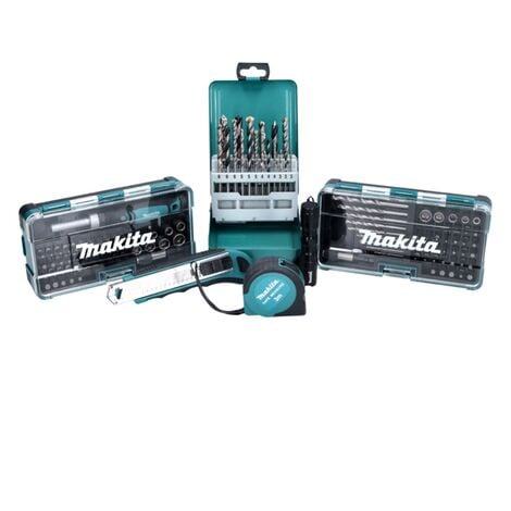 Makita Bohrer- und Bitset 116 tlg Set ( B-49884 ) Taschenlampe / Ratschenschraubendreher / Schnellwechsel Bithalter / Maßband / Cuttermesser / Makpac