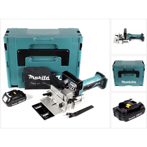 Makita DPJ 180 Y1J 18 V Li-Ion Akku Nutfräse im Makpac + 1 x 1,5 Ah Akku - ohne Ladegerät