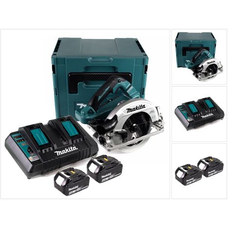 Makita DHS 782 PM2J Akku Handkreissäge 36V (2x18V) 190 mm Brushless im Makpac + 2x 4,0 Ah Akku + Doppelladegerät (1/5)