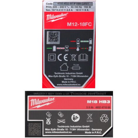 Milwaukee M18 NRG-304 3000 Starter Output High V Ah 4x 18 Set / Akku 3,0