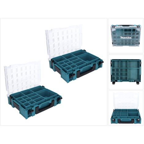 Makita MAKPAC 1 Organizer Set 2x Kleinteilekoffer 395 x 295 x 110 mm ( 2x 191X80-2 ) mit 13x Boxeinsatz