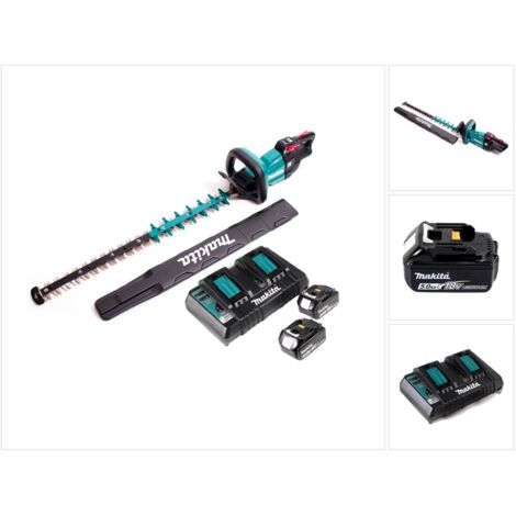 Makita DUH 751 PTE Akku Heckenschere 18V 75 cm Brushless + 2x Akku 5,0Ah + Doppelladegerät