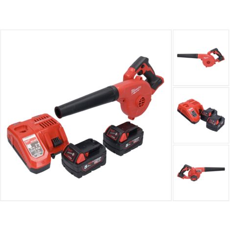 Milwaukee M18 BBL502 Akku Gebläse 18 V + 2x Akku 5,0 Ah + Ladegerät