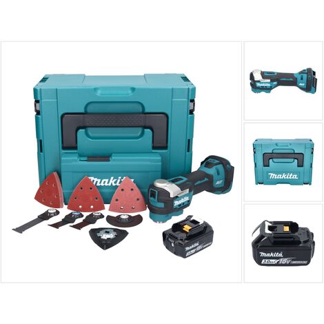 Makita DTM 52 F1JX4 Akku Multifunktionswerkzeug 18 V Starlock Max Brushless + 1x Akku 3,0 Ah + Zubehör Set + Makpac - ohne Ladegerät