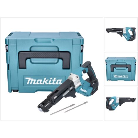 Makita DFR 551 ZJ Makpac ohne - 25 Brushless - Akku, 55 Magazinschrauber Ladegerät ohne V Akku + 18 mm