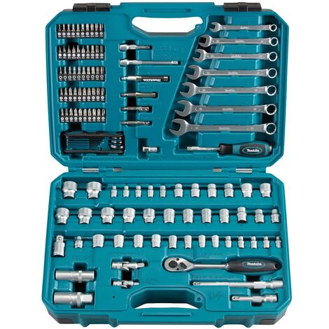 Makita Werkzeug Set 3/8" 1/4" 120 tlg. ( E-06616 ) Schraubendreher / Ratsche / Schraubenschlüssel / Bits + Koffer