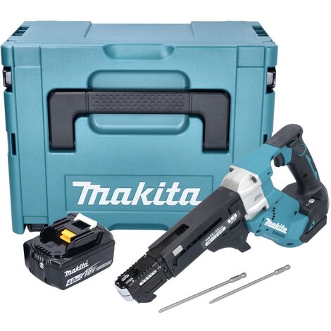 Makita DFR Brushless - ohne M1J Magazinschrauber 1x 18 Akku 25 + 55 - Ah Makpac 551 Akku 4,0 V mm + Ladegerät