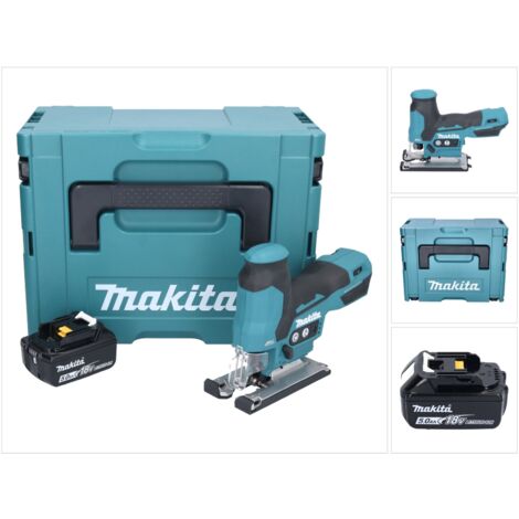 Makita DJV 182 Akku-Stichsäge – Bürstenlos, 18V, Inkl. 2x 5,0Ah Akkus, Ladegerät, Sägeblättern & Makpac