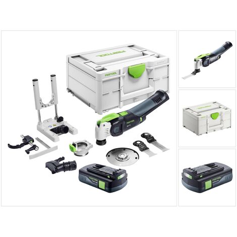 Festool VECTURO OSC 18 E-Basic Set Akku Oszillierer 18 V Starlock Max Brushless + 1x Akku 3,0 Ah + 7 tlg. Zubehör Set + Systainer - ohne Ladegerät