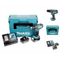 Makita DHP 482 RTJ Akku Schlagbohrschrauber 18V 62Nm im Makpac + 2x 5,0 Ah Akku + Ladegerät