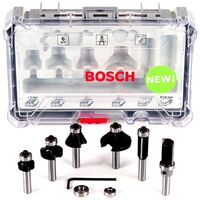 Bosch Rand- und Kantenfräser Set 8 mm 6 tlg. + Koffer ( 2607017469 ) für Oberfräsen mit Rundschaft