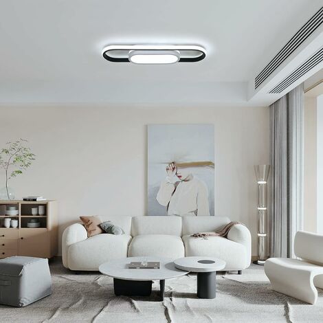 Plafonnier LED Design moderne Blanc Froid 6000K Ovale Lampe de
