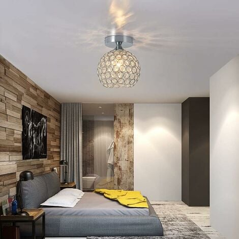 Lampe de lit moderne en cristal, ombrage argenté, lampe de lit pour salon,  chambre à coucher.(Argent)
