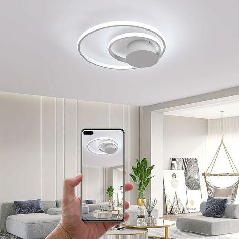 Plafonnier LED Design moderne Blanc Froid 6000K Cercle Anneaux Lampe de Plafond  22W Pour salon chambre