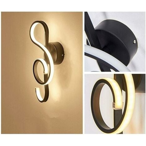 Moderne Applique Murale LED Créatif Lampe Murale Intérieur, Note de musique  Forme, 22W LED Bande Minimaliste Aluminium Art Décoration pour Chambre à C