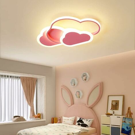 LED Dimmable Plafonnier Lumière chambre d'enfant Cartoon Stars Moon Lampe  Plafond Abat-Jour Rond Acrylique Chambre D'enfants Avec Télécommande Lampe
