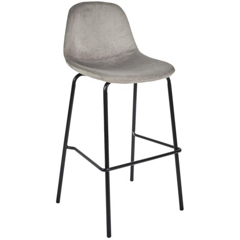 The Home Deco Factory – Tabouret de bar gris – Hauteur d'assise 70 cm – Pieds en fer – Assise rembourrée en polyester – Confort optimal pour salle à manger (1/5)