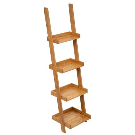 Étagère De Rangement Echelle 4 Niveaux En Bambou H 144.5 Cm