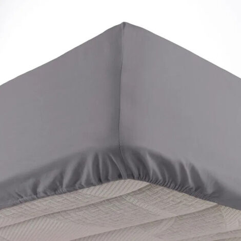 Douceur D'Intérieur – Drap housse 100% coton 57 fils/cm² gris souris 140 x 190 cm – Bonnet 25 cm pour maintien optimal – OEKO-TEX Standard 100