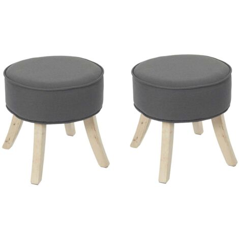 The Home Deco Factory – Tabouret en lin et bois Roméo – Dimensions 36 x 36 x 35 cm – Élégance classique pour salon et chambre – Léger et facile à déplacer