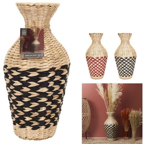 The Home Deco Factory – Vase en jonc tressé 42 cm – Matériau rotin – Diamètre 21 cm – Touche naturelle et moderne pour décoration intérieure