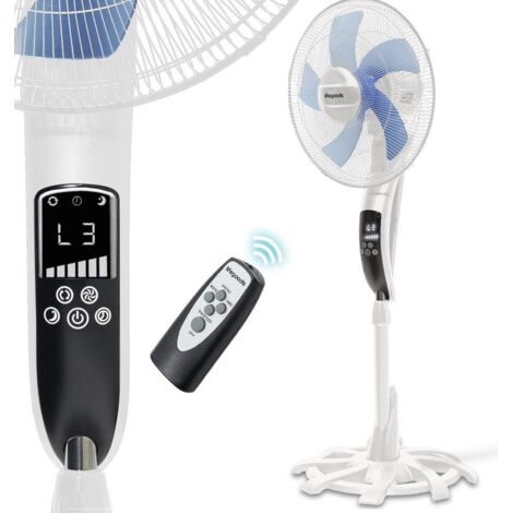 Ventillateur 50w - Oscillant À 80° - Minuterie - Télécommande Blanc