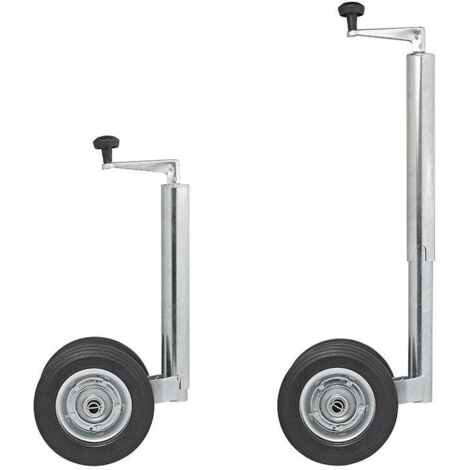 Roue Jockey Double Pour Remorque - Pneus Pleins 200x50 Mm - Capacité 150 Kg - Hauteur Réglable