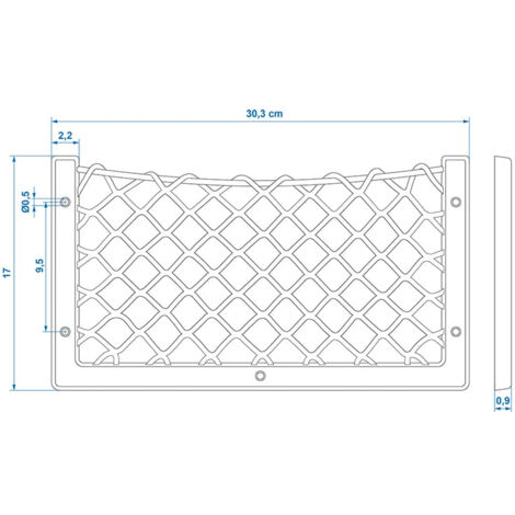 Filet de rangement élastique 302x169mm avec cadre plastique NS-12