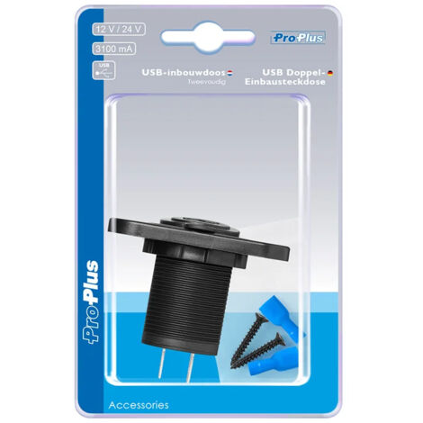 Prise-usb Double à Encastrer 3100ma 12v/24v Dans Blister