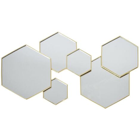 The Home Deco Factory – Miroir hexagonal sur pied – Dimensions 60x80cm – Fixation horizontale – Design asymétrique pour décoration intérieure (1/4)