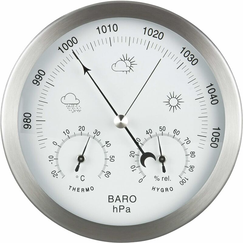 Analog Weather Station,barometer,thermometer,hygrometersilver,128mm