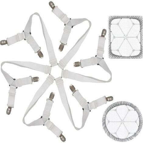 Bed Sheet Holder Corner Straps 12pcs Adjustable Bed Bands, 3.8inch