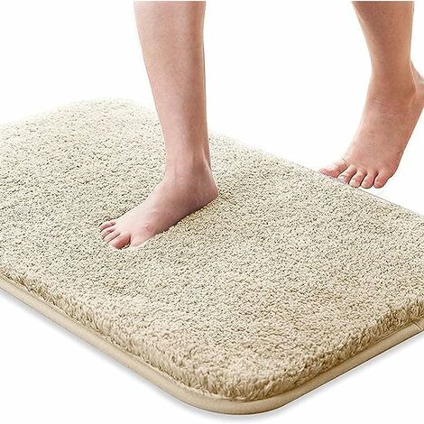 Bathroom Rugs Mat,16x24,Non Slip Bath Mat,Ultra Soft Absorbent Bath Rug,  Washable Bathroom Mats for Shower,Beige