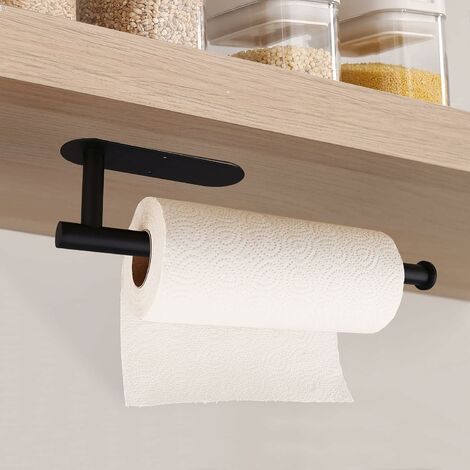 Paper Towel Holder Wall Mount, Under Cabinet Paper Towel Holder, Adhesive  Kitchen Towel Holder, Black (B-33 cm)