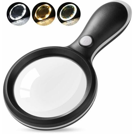 Lighted Magnifying Glass-10X Hand held Large Reading Magnifying Glasses  with 18 LED Illuminated Light for Seniors, Repair,reads