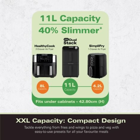 Hamilton Beach XXL Dual Stack 2 Drawer Air Fryer 11L