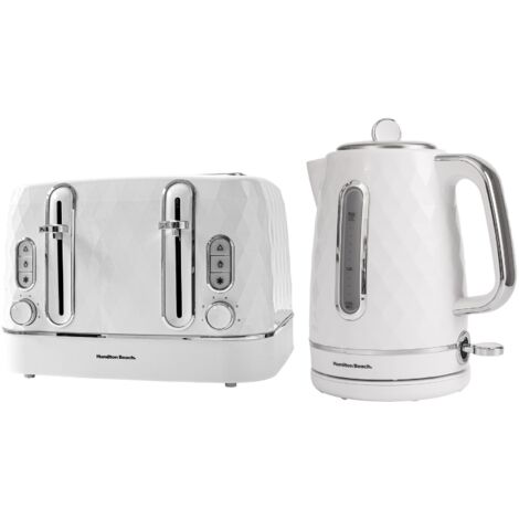 Hamilton Beach Electric Kettle & Toaster Set Diamond Collection White (1/5)