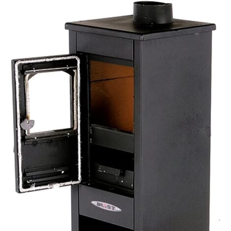 Stufa A Legna Karso 5,2 kW In Acciaio Blist Lux LM Antracite Con Portalegna Slim