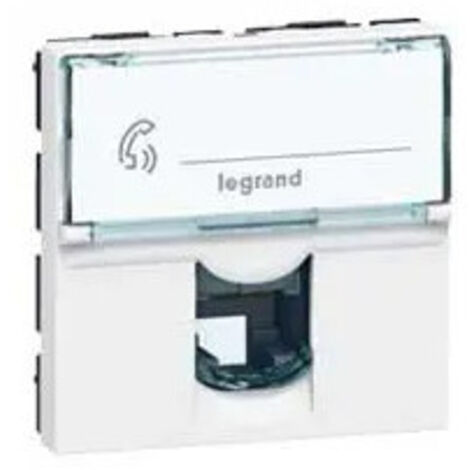 Prise RJ11 4 contacts 2 modules - Mosaic - Blanc - 078731 - Legrand