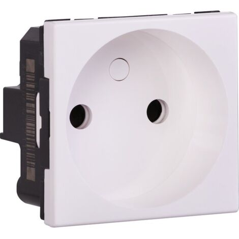 Prise de courant 2P 2 modules - Blanc - Mosaic - 077110 - Legrand (1/6)