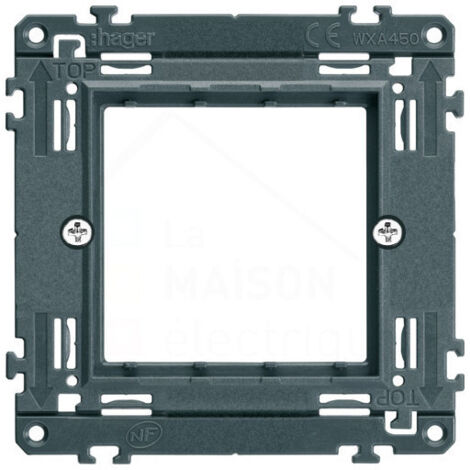Support à griffes Gallery pour 2 modules - Gris foncé RAL 7011 - WXA450G - Hager