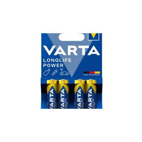 Piles alcalines LR06 - AA - 1,5V - Longlife Power - Blister de 4 - 4906 - Varta