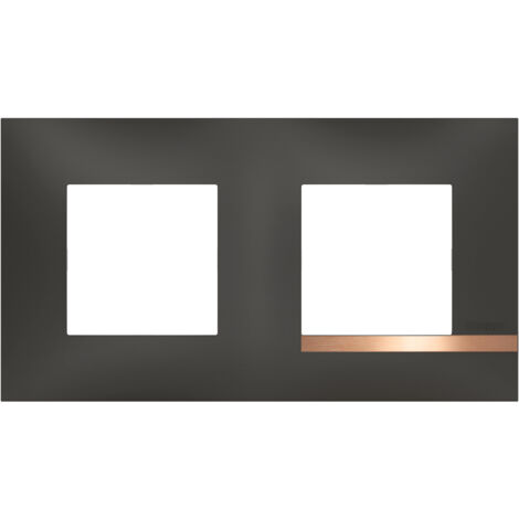 Plaque Altège Mezzo 2 postes Note cuivrée - noir satiné avec liseré effet cuivre - BTAL9NC2 - Bticino