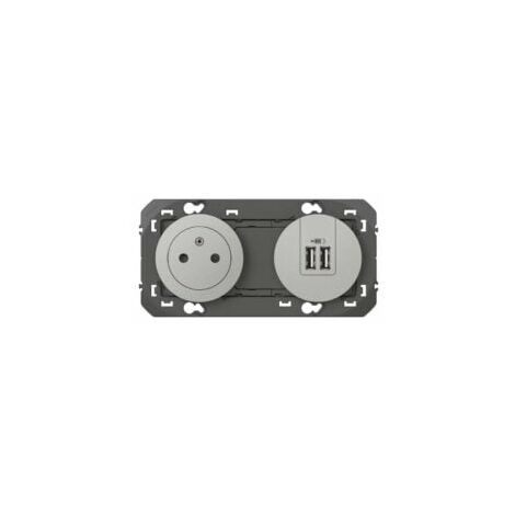 Prise de Courant Surface + Chargeur USB Dooxie - Legrand - Aluminium - 600442