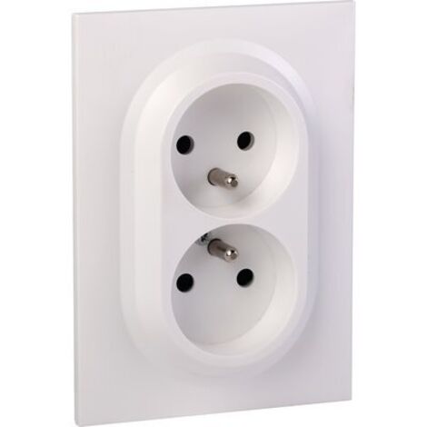 Double prise de courant compacte easyréno 2P+T complet Dooxie One 16A - Blanc - 600721 - Legrand (1/10)
