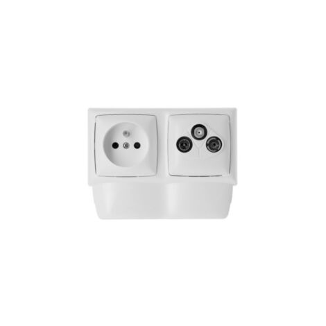 Prise TV-FM-SAT saillie 2P+T 11976 – Cadre double pour moulure Keva haut 20mm – Mécanisme de saillie Legrand