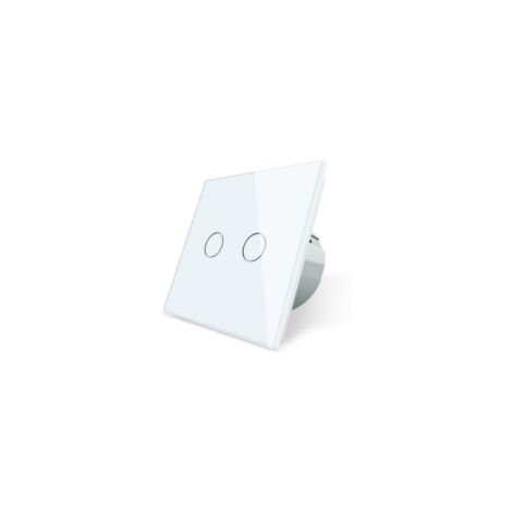 Interrupteur tactile double FCM02W – Panneau en verre blanc – 2 boutons – Installation encastrée Ø 60 mm – Résistant aux rayures (1/2)