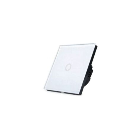 Interrupteur tactile simple FCM01W – Verre blanc résistant aux rayures – Installation encastrée Ø 60 mm – Pour éclairage basse tension – Cable Courant Fort