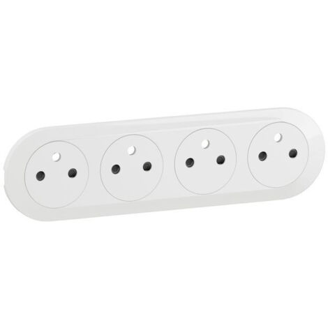 Enjoliveur pour prise quadruple précâblée 4X2P+T - Surface - Blanc - Céliane - CB0114 - Legrand (1/3)