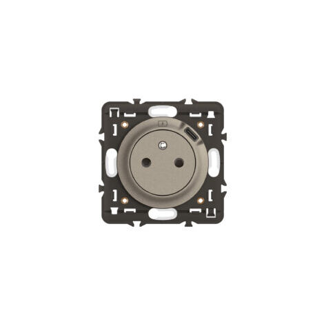 Legrand – Prise USB complète 2P+T CT0140 – Titane – Encastrée pour installation électrique – Chargeur rapide Type-C